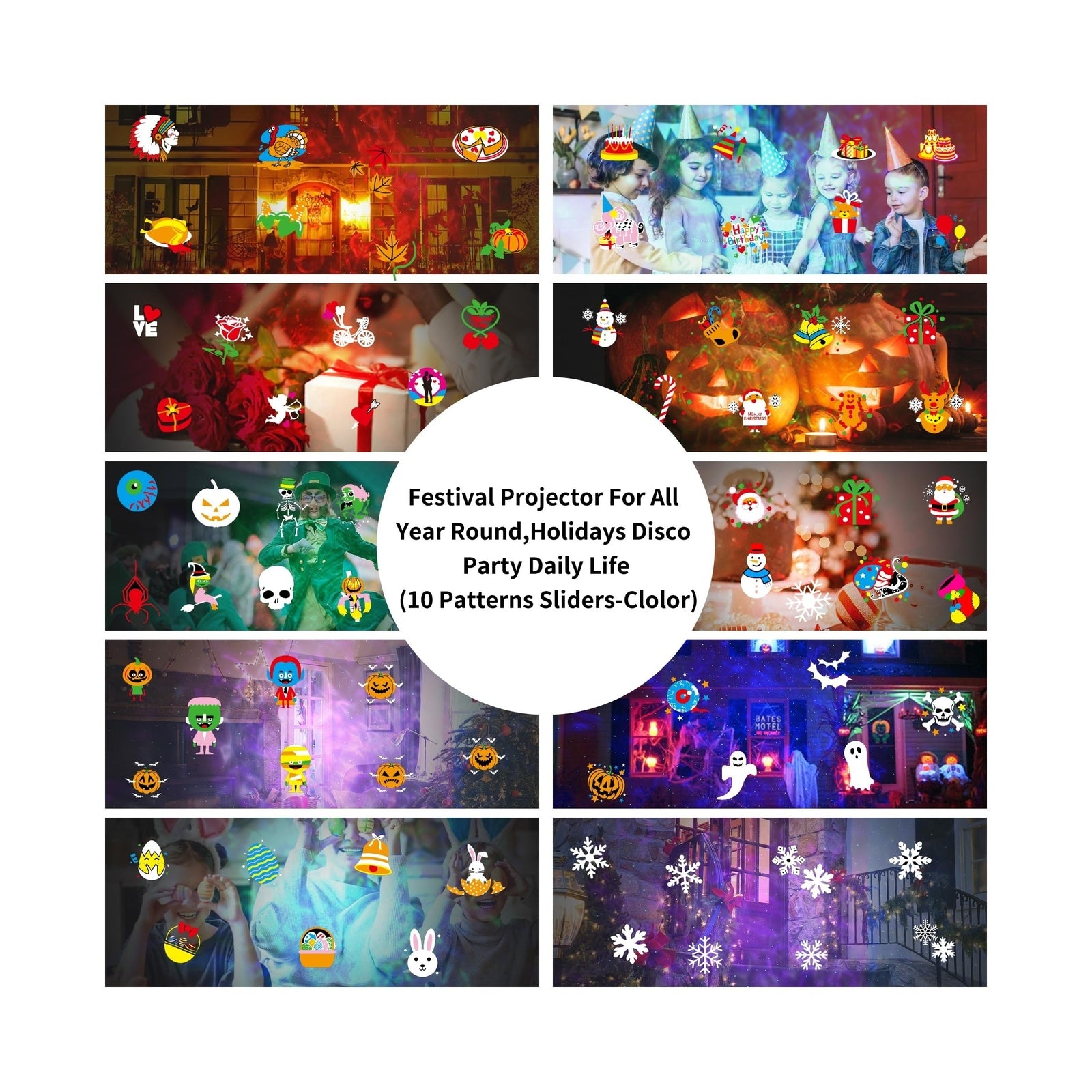 🎄🎃 COOLWUFAN Upgrade Waterproof Outdoor Christmas & Halloween Projector Lights