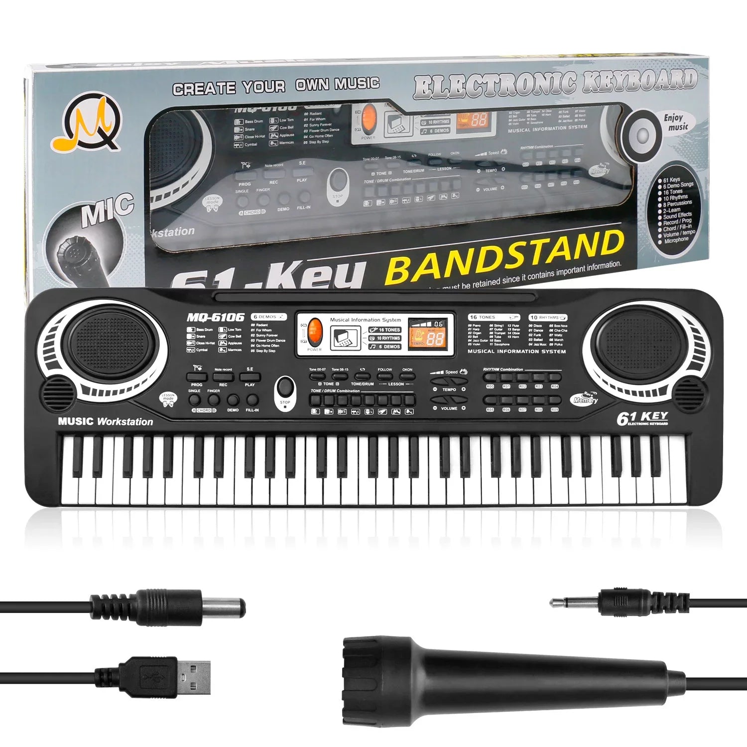 Electronic Keyboard Piano for Kids – 61 Keys Digital Music Keyboard with Microphone, Beginner-Friendly Musical Instrument