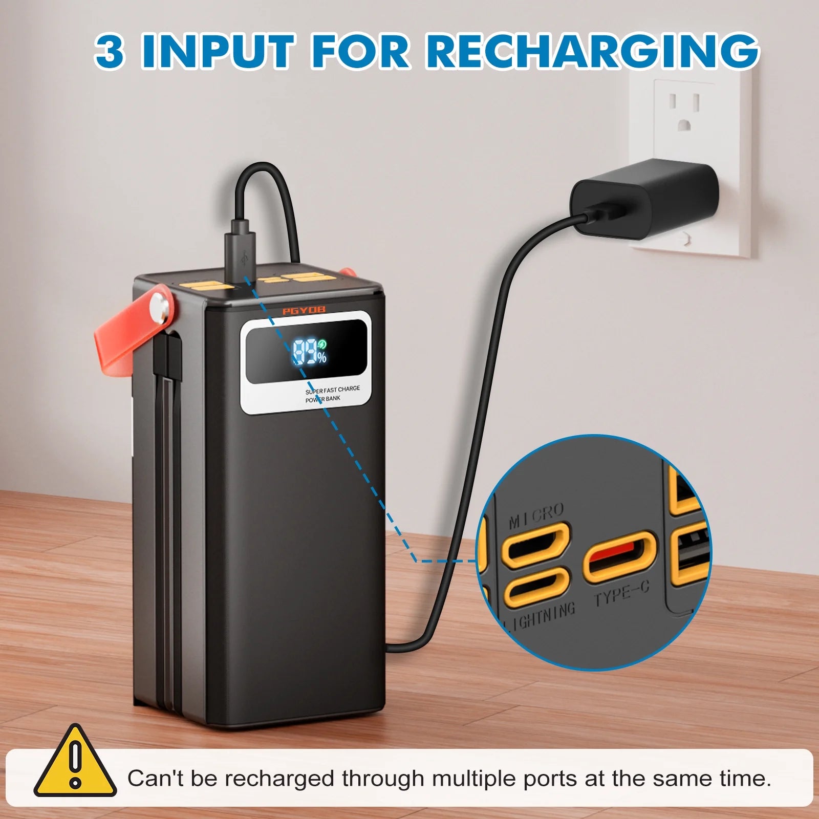 Portable Charger 60000mAh Solar Power Bank 222Wh with SOS Light – 22.5W PD Fast Charging for iPhone & Android | Camping, RV, Home & Emergency Backup