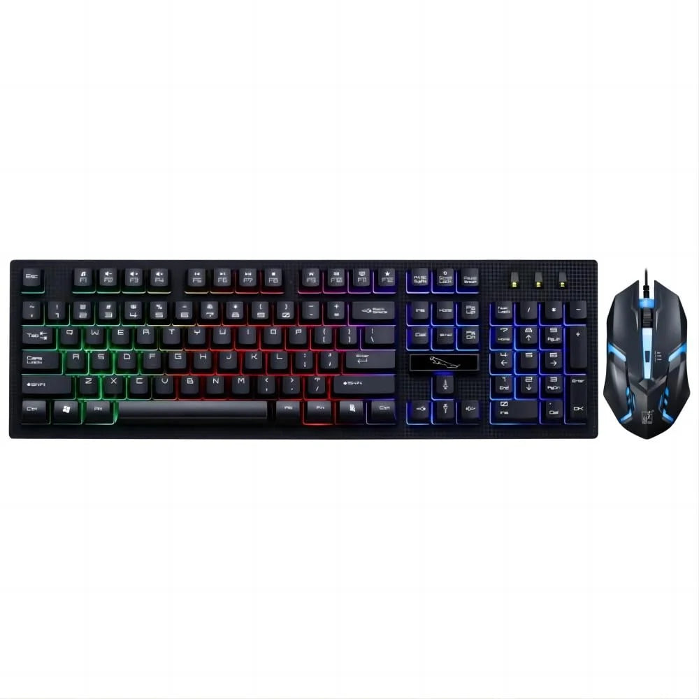 🎮 Gaming Keyboard and Mouse Combo – RGB Rainbow LED Backlit Mechanical Keyboard + 6-Color Changing Wired Mouse for PC & Laptop