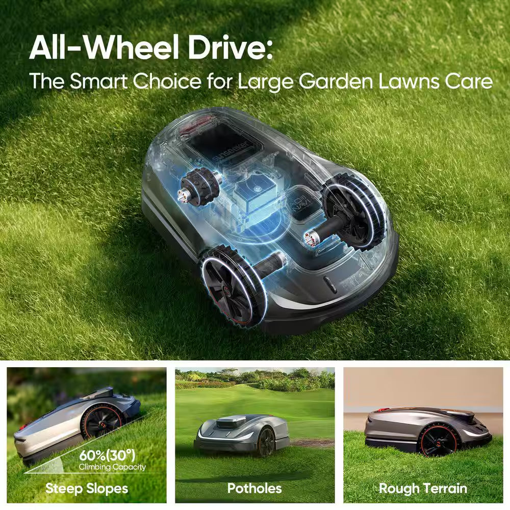 X5 Wireless 8-Inch Robot Lawn Mower | 0.5 Acre / 21,500 Sq. Ft. | All-Wheel Drive, AI Obstacle Avoidance & RTK, App Control