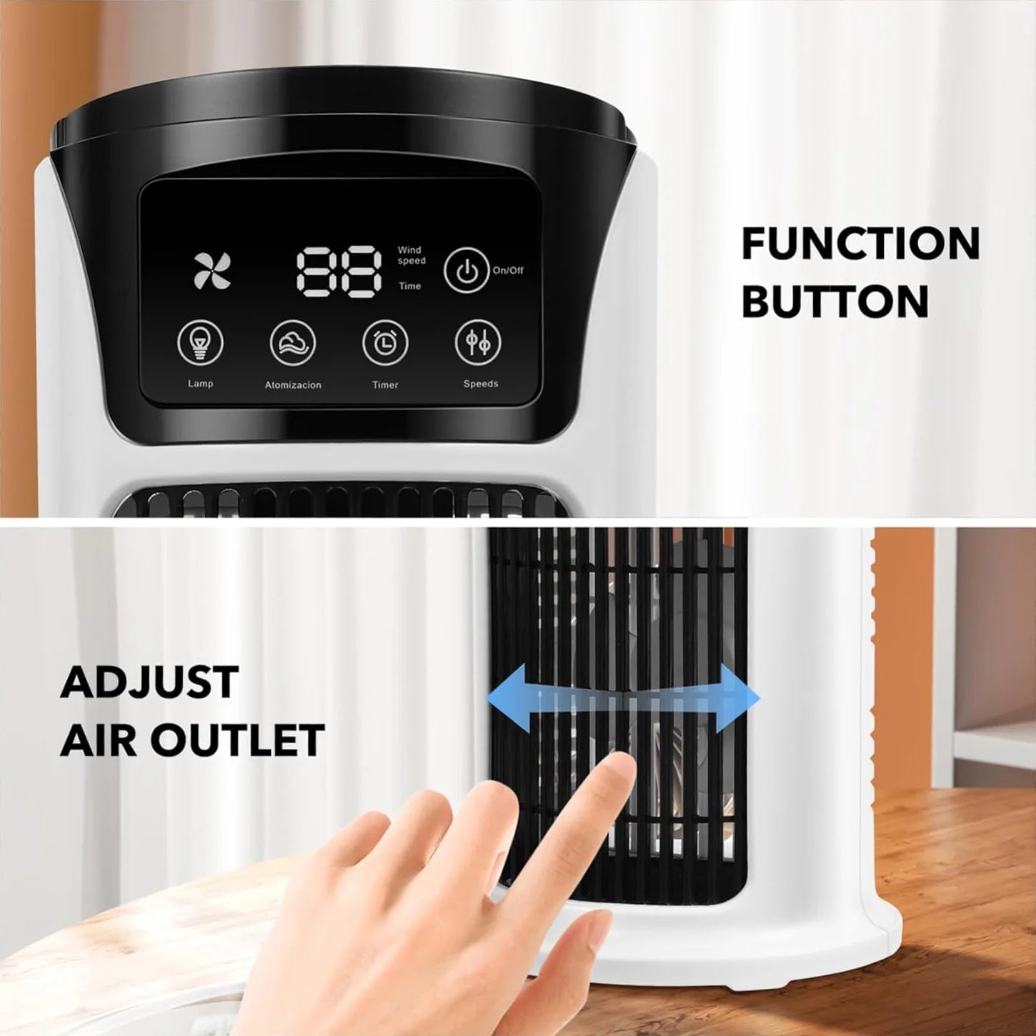 3-in-1 Portable Air Conditioner Humidifier & Atmosphere Light – USB Cooler Fan for Office & Home