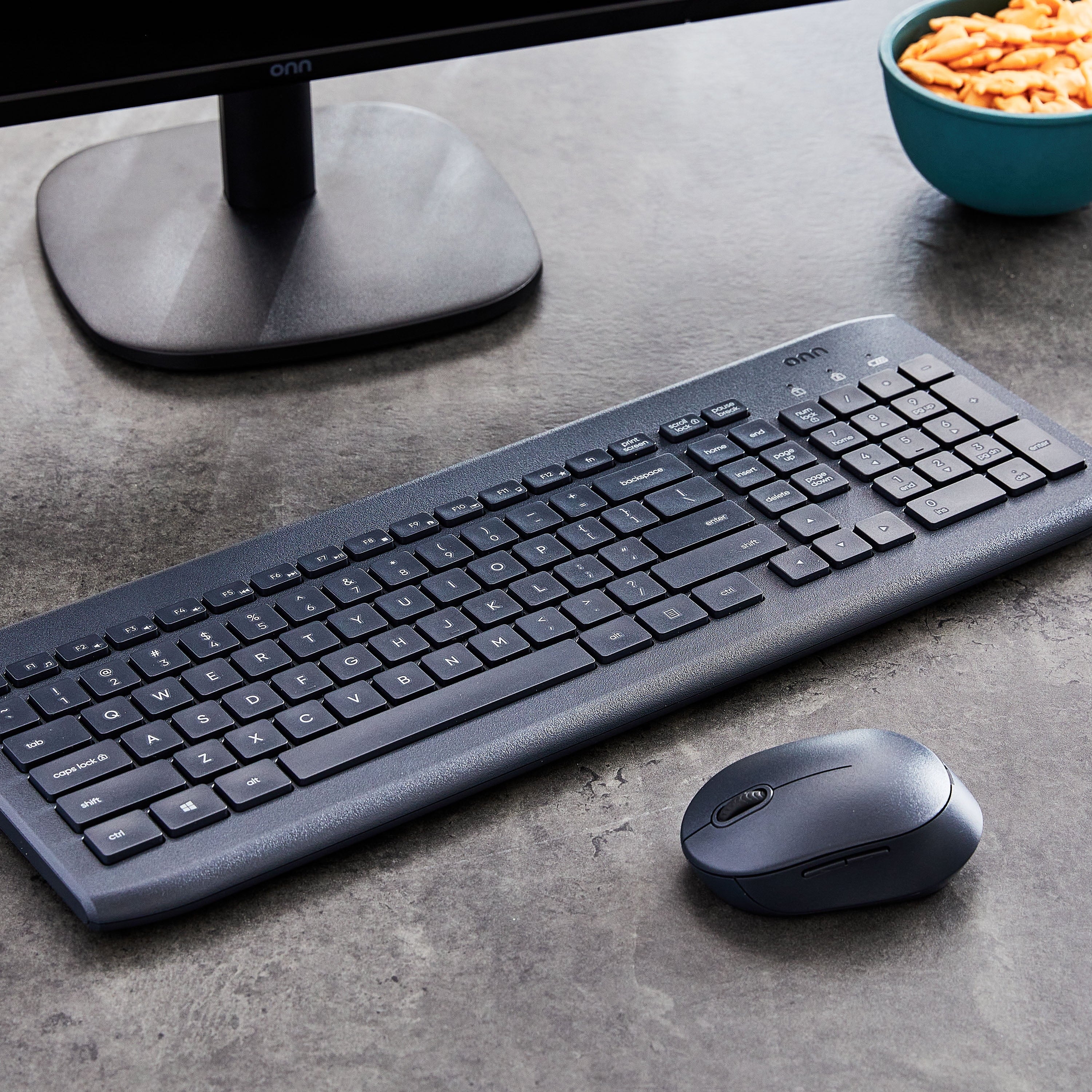 Wireless Keyboard & Mouse Combo – 104 Keys, USB Nano Receiver, Greystone