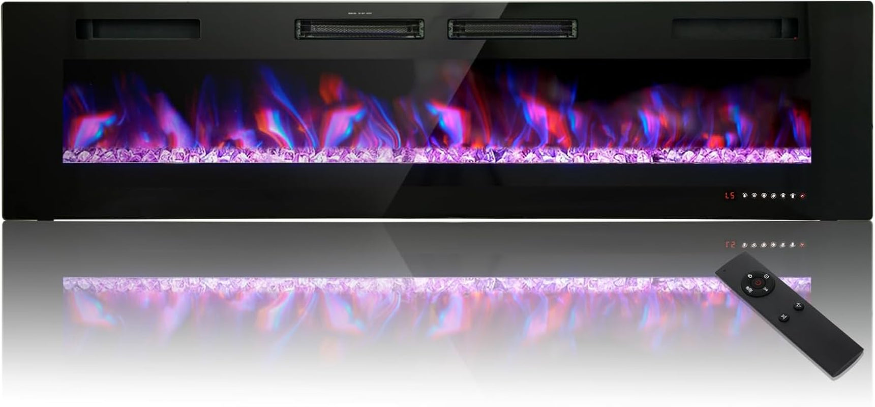 72" Electric Fireplace – Wall Mounted & Recessed, 3.19" Ultra-Thin Linear Heater with Remote, Touch Screen, 750/1500W, Low Noise, Timer