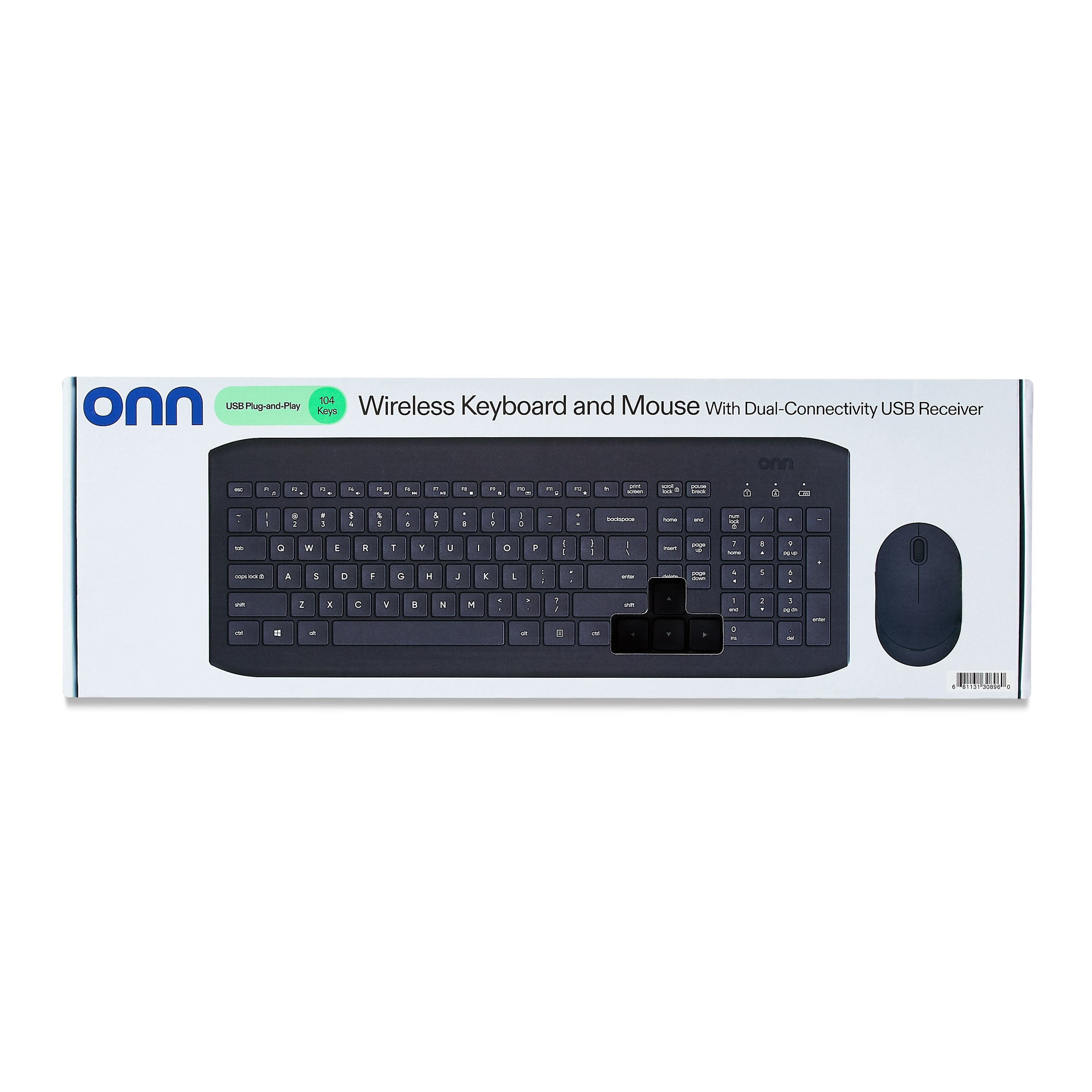 Wireless Keyboard & Mouse Combo – 104 Keys, USB Nano Receiver, Greystone
