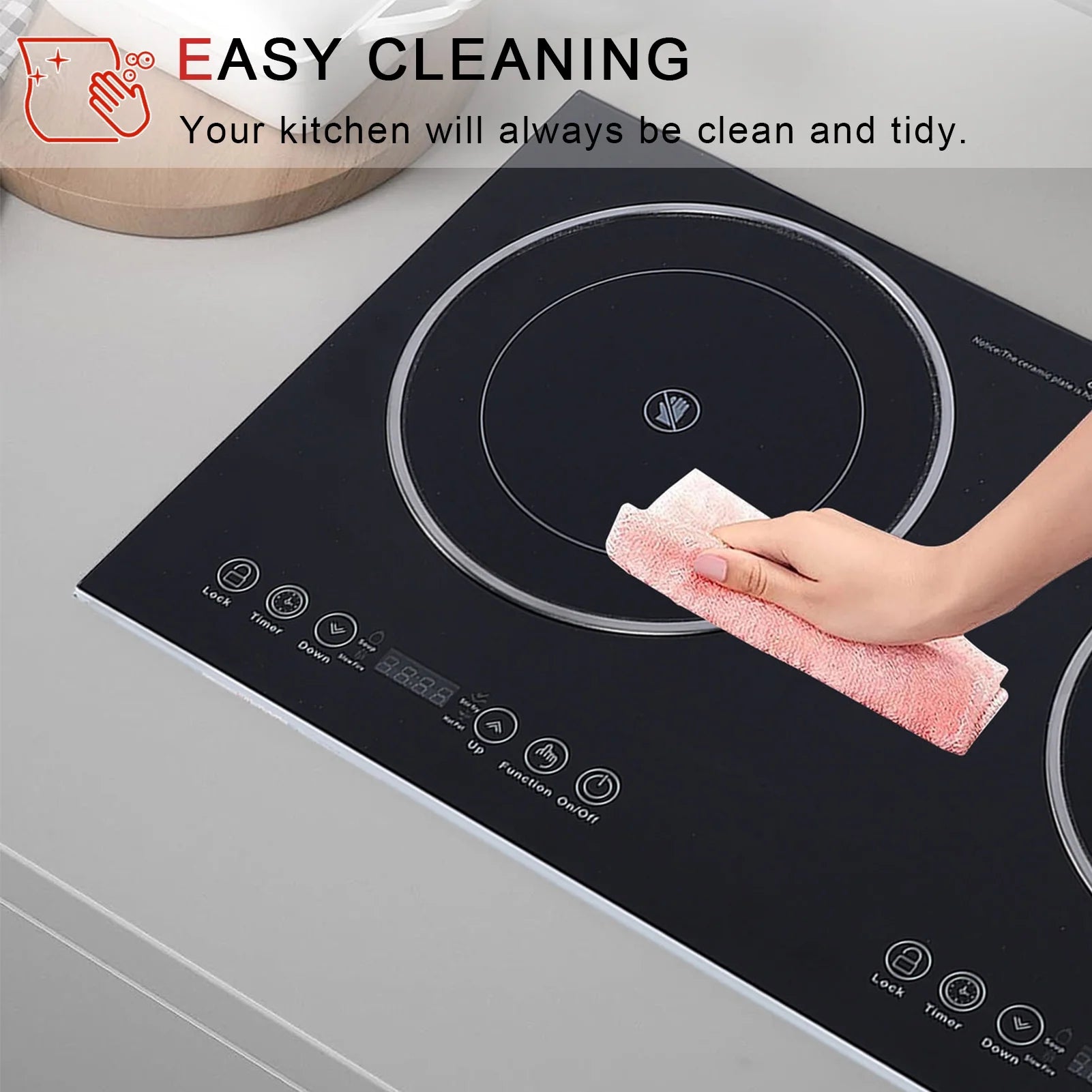 Electric Ceramic Cooktop 26.8" – 2-Burner Built-In Countertop Stove, 2200W, 11 Power Levels, LED Touch Control, Timer & Kids Lock