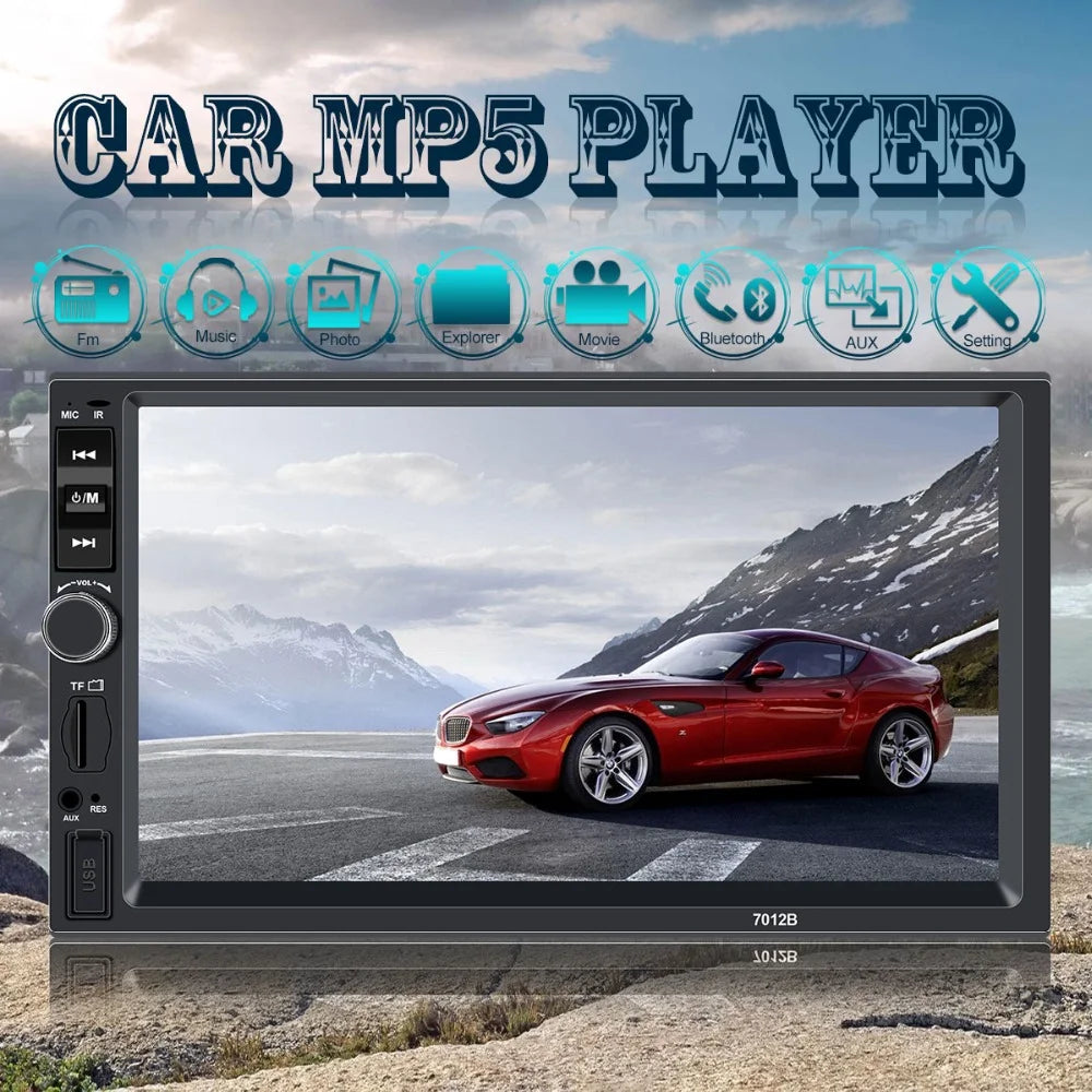 Double Din Car Stereo with 7-Inch HD Touch Screen Multimedia Car Radio Player | Bluetooth | FM | USB | AUX | Rear Camera Input | Mirror Link | Car Audio Entertainment System