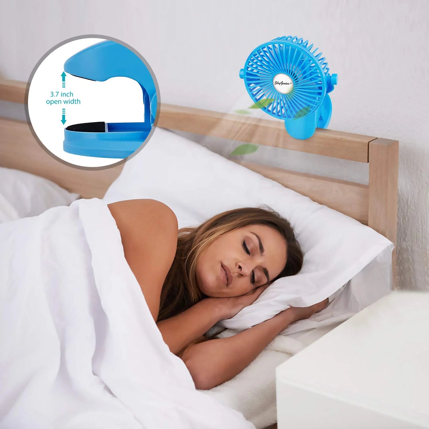 Portable Baby Stroller Fan – USB Rechargeable Clip-On Fan, Blue