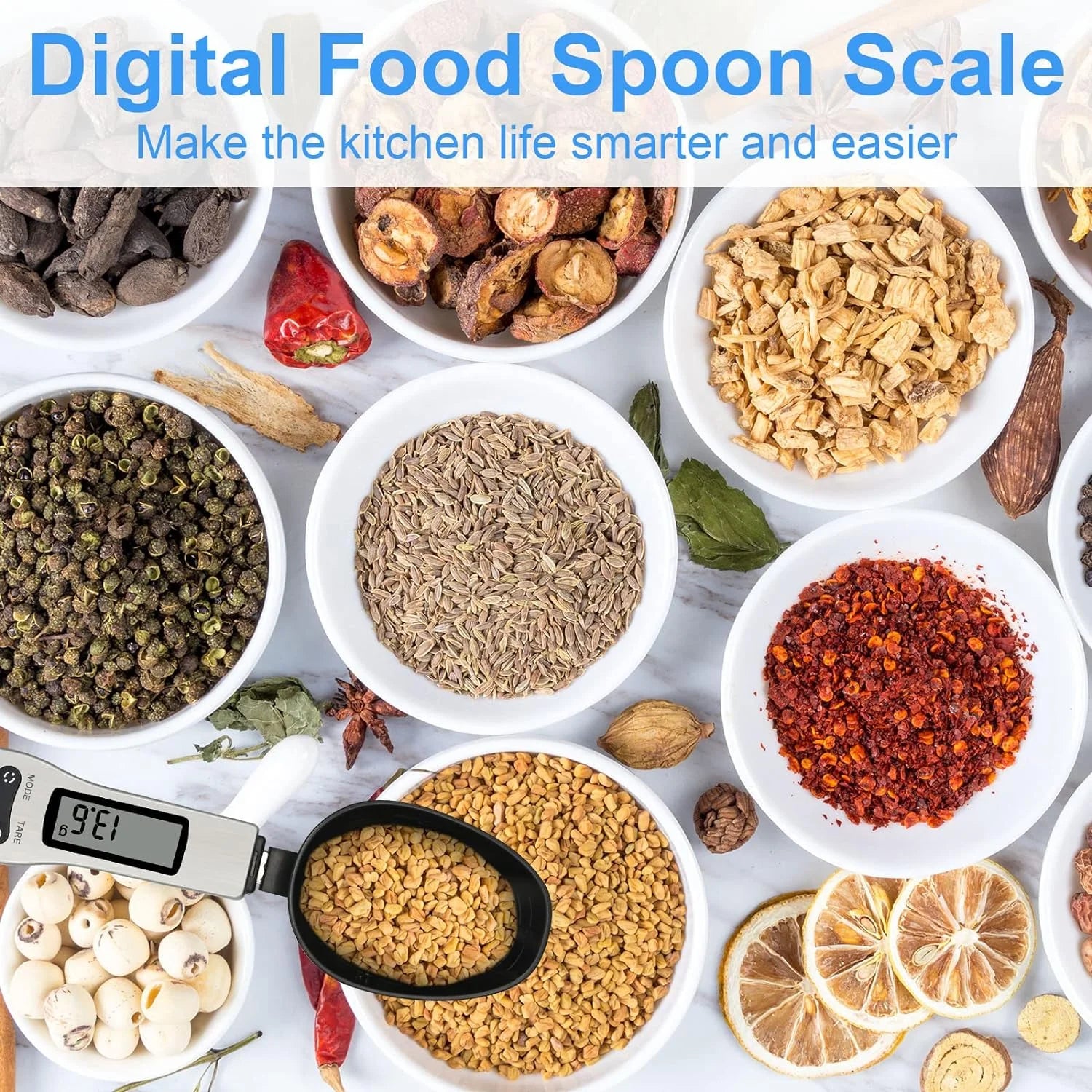 Kitchen Spoon Scale – Digital Food Scale with LCD Display, 500g Capacity, Precision 0.1g, Multi-Unit (g/oz/gn/ct)