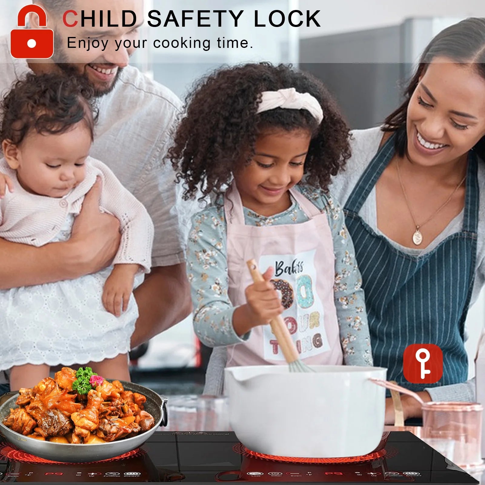 Electric Ceramic Cooktop 26.8" – 2-Burner Built-In Countertop Stove, 2200W, 11 Power Levels, LED Touch Control, Timer & Kids Lock