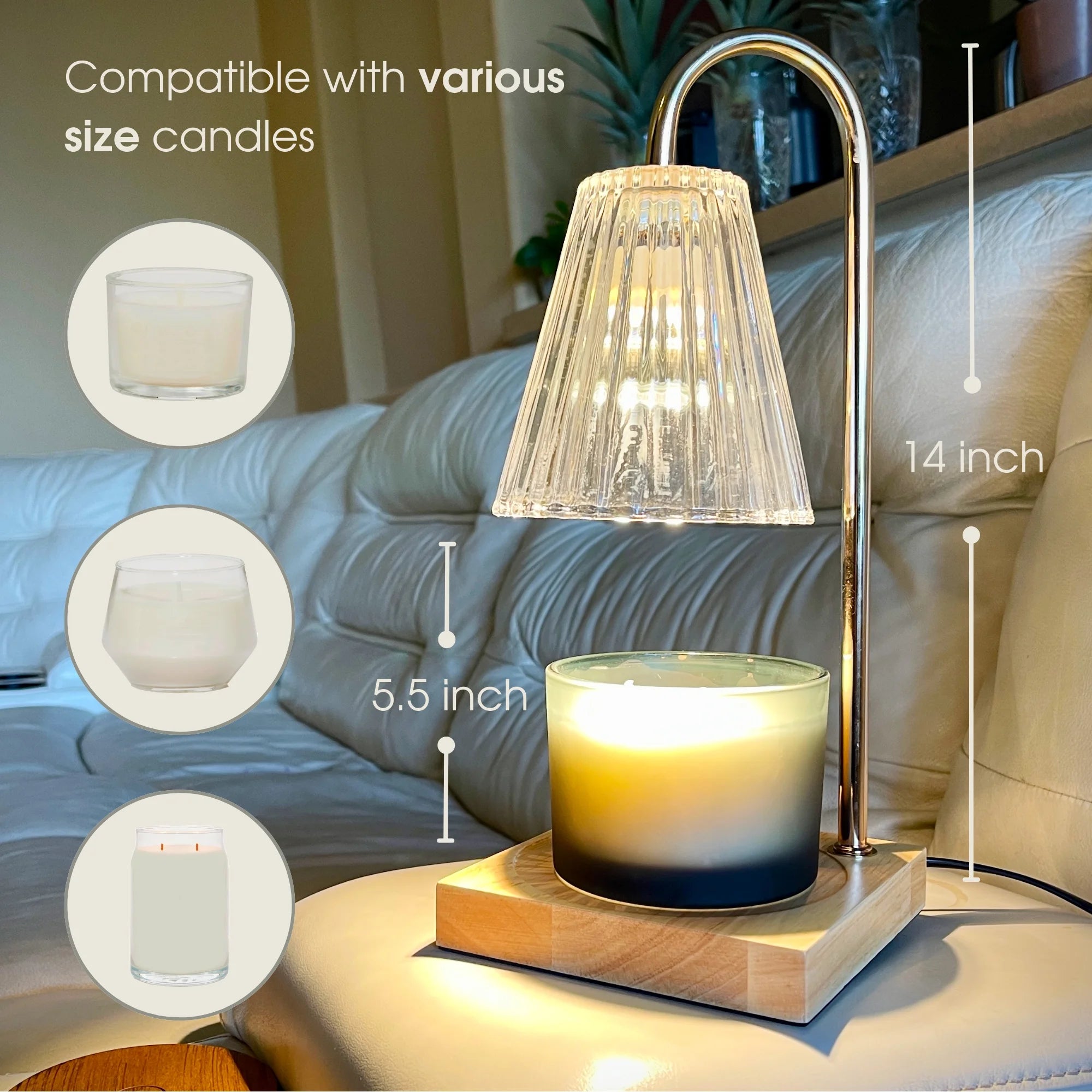 Electric Candle Warmer Lamp – Adjustable Wax Melter with Timer & Dimmer for Jar Candles | Home Decor Wax Warmer Light