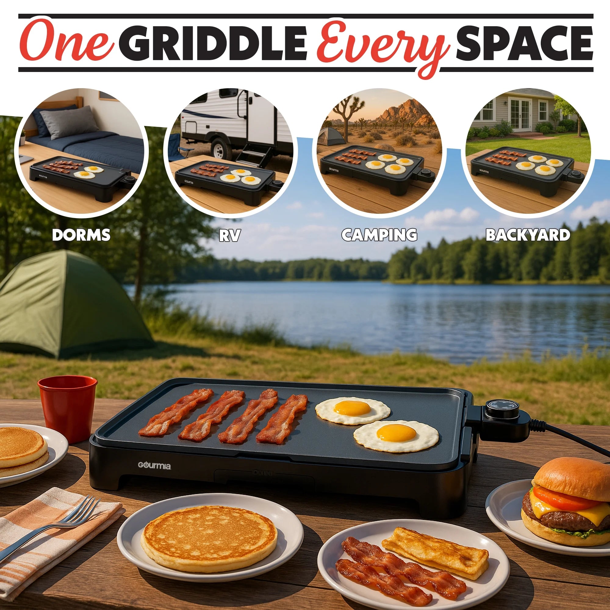 22-Inch Ceramic Nonstick Electric Griddle with Adjustable Temperature Control – Gray, Large Surface for Even Cooking