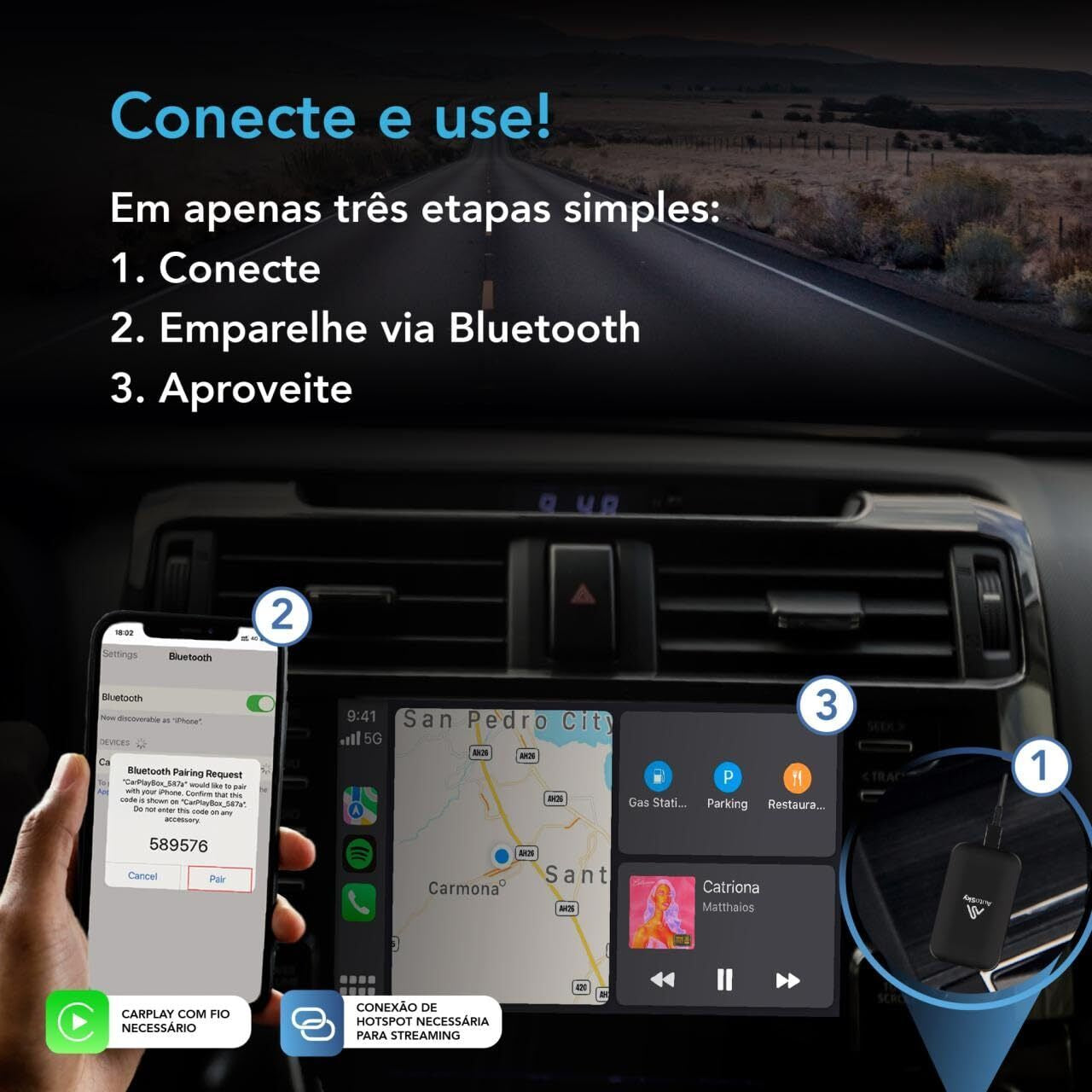 Wireless CarPlay & Android Auto AI Box Lite for Factory Wired CarPlay Cars