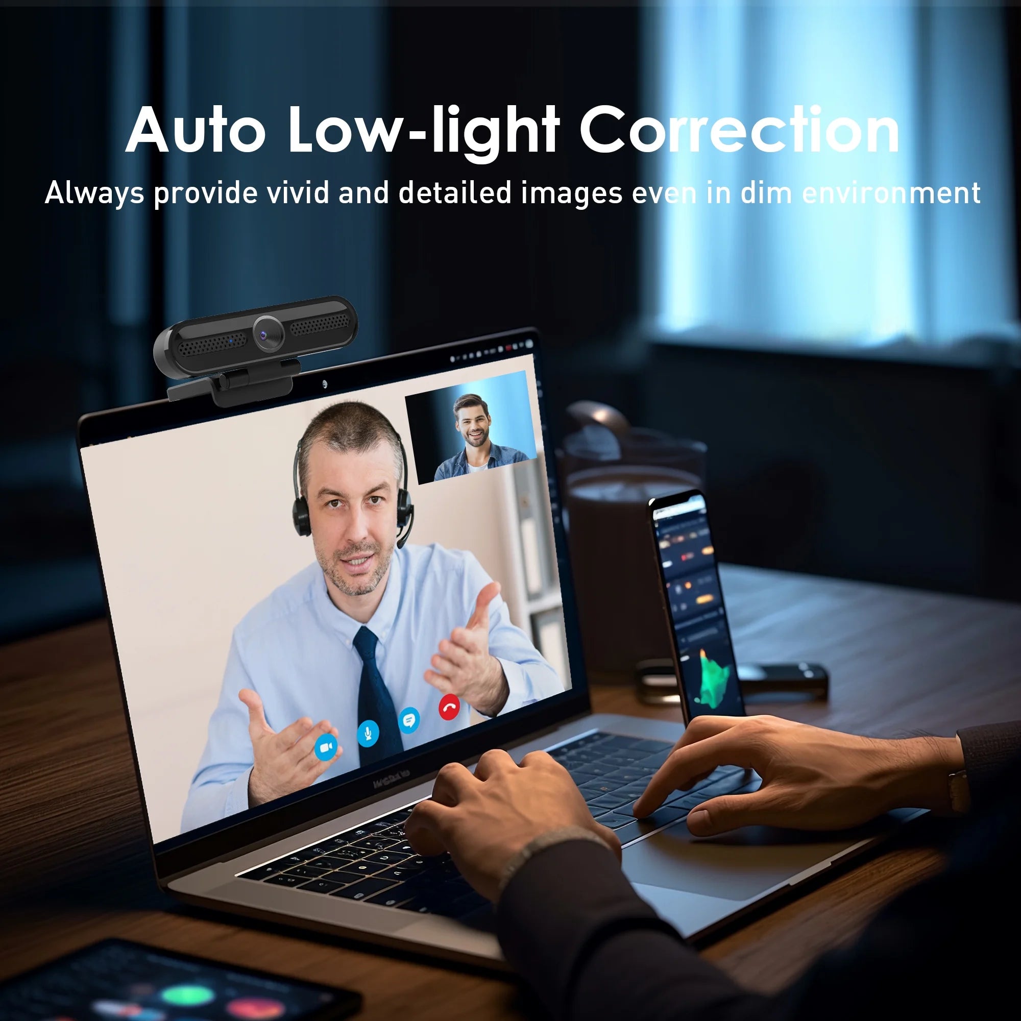 2K/1080P USB Webcam with Dual Microphones – Autofocus Streaming & Conference Camera for PC/Laptop