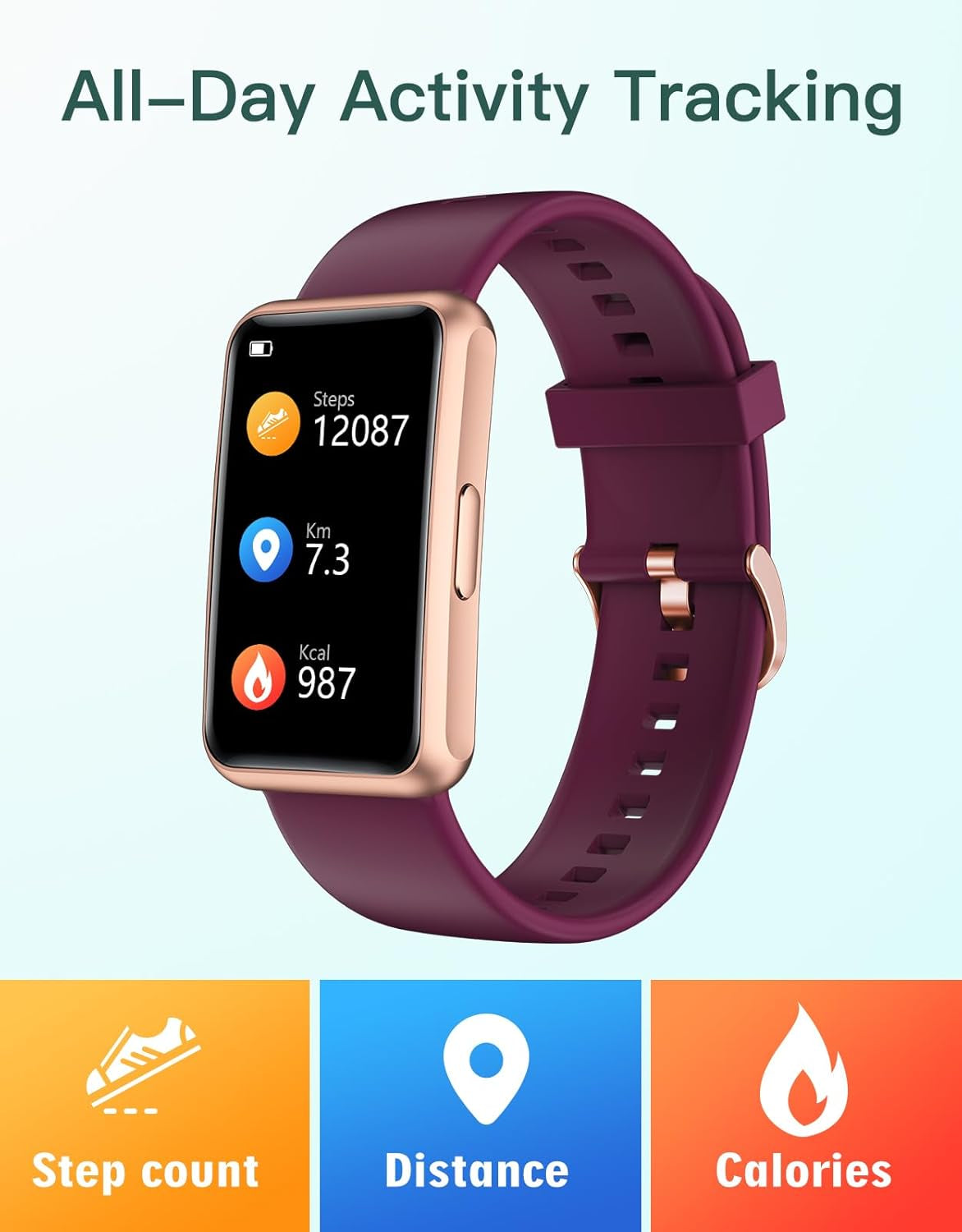 Fitness Tracker (Purple) – No Bluetooth, No App, No Phone Needed!