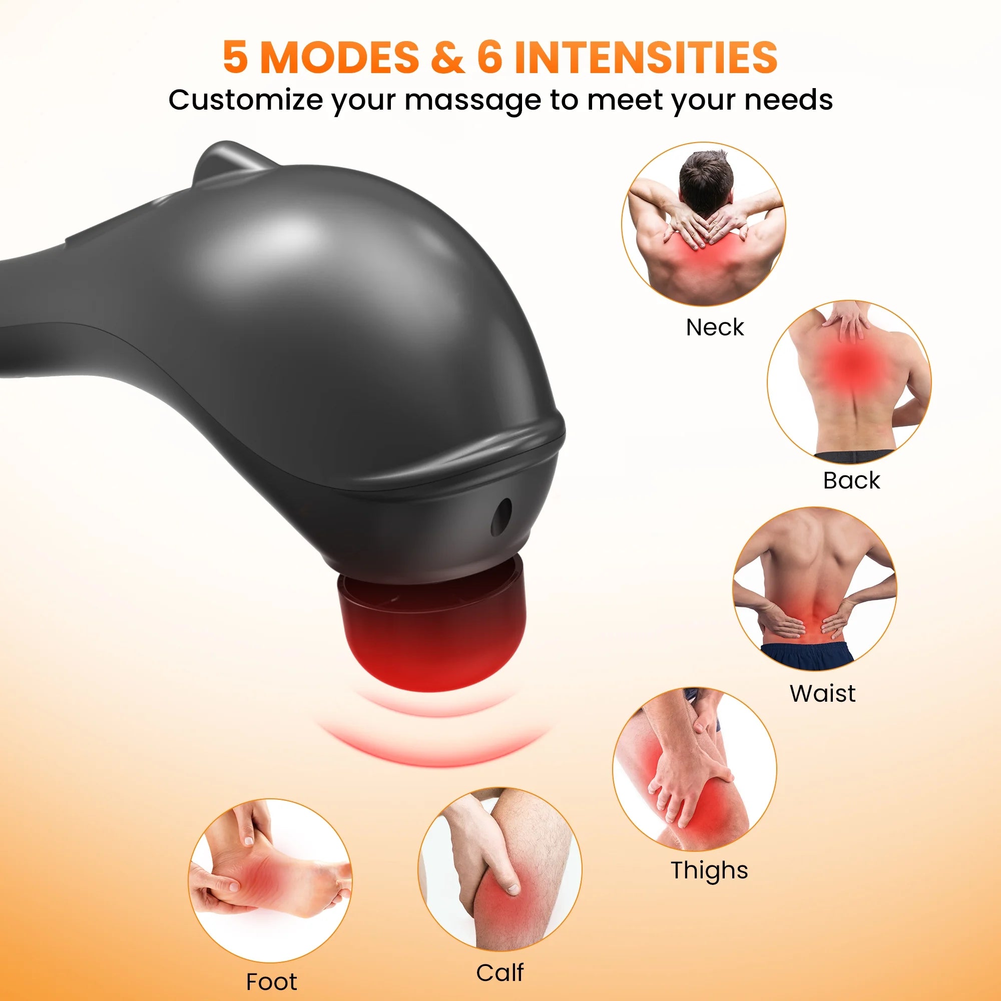 NEXPURE Handheld Deep Tissue Percussion Massager – Corded Electric Muscle Relaxer with 5 Modes, 6 Speeds & 7 Interchangeable Heads for Neck, Back, Shoulders & Legs