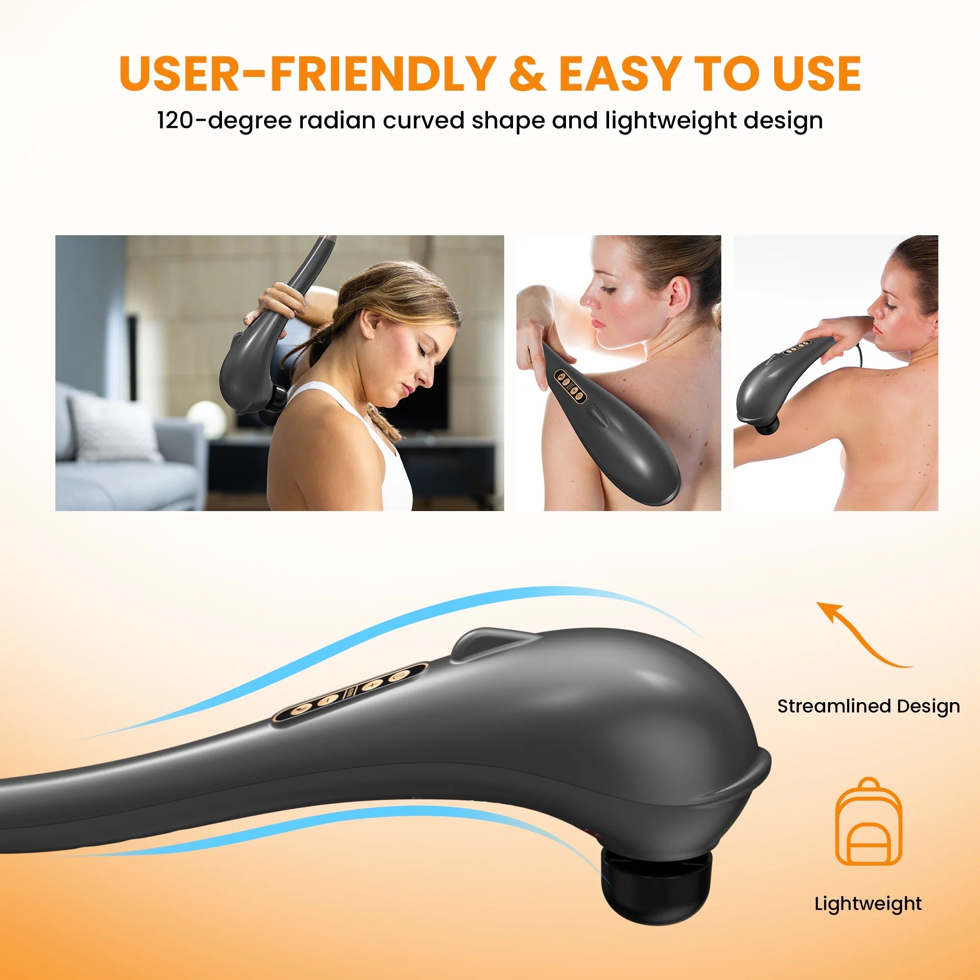 NEXPURE Handheld Deep Tissue Percussion Massager – Corded Electric Muscle Relaxer with 5 Modes, 6 Speeds & 7 Interchangeable Heads for Neck, Back, Shoulders & Legs