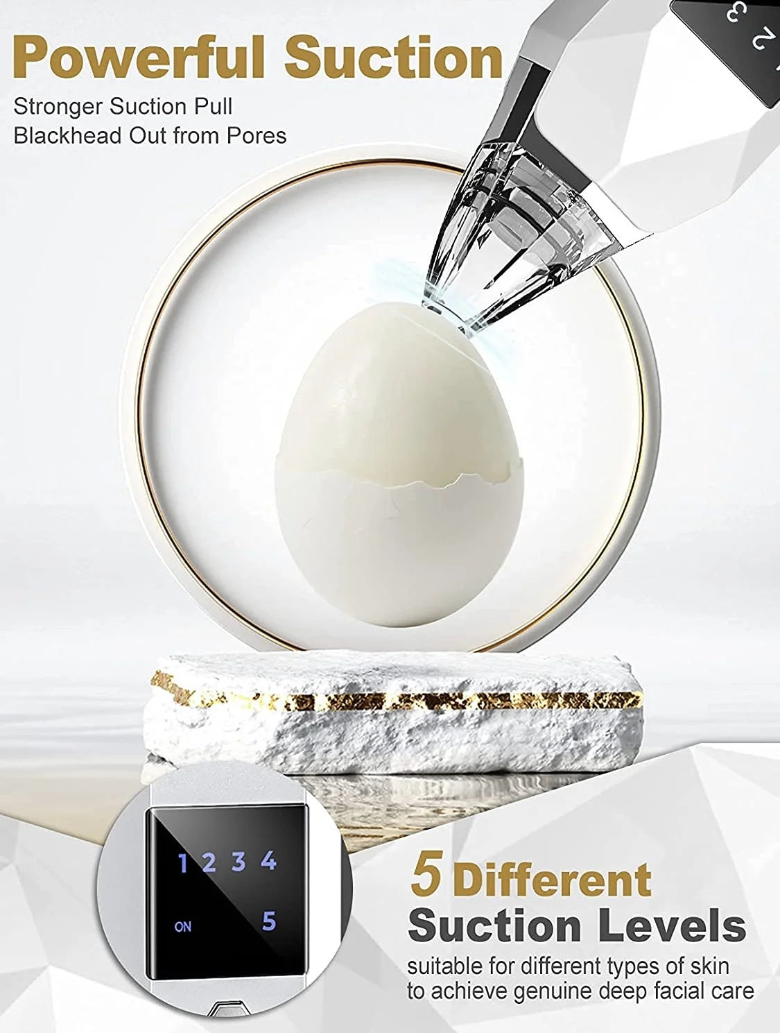 Electric Blackhead Remover Facial Vacuum Cleaner – Rechargeable Acne & Pore Cleaning Tool for Deep Facial Care – Black