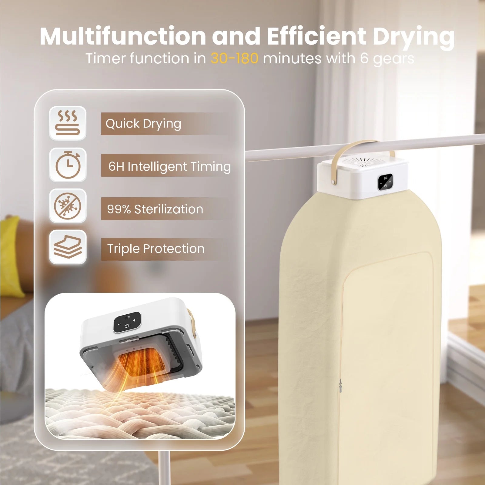 Portable Foldable Electric Clothes Dryer with Dry Bag & Remote Control – Compact Mini Drying Machine