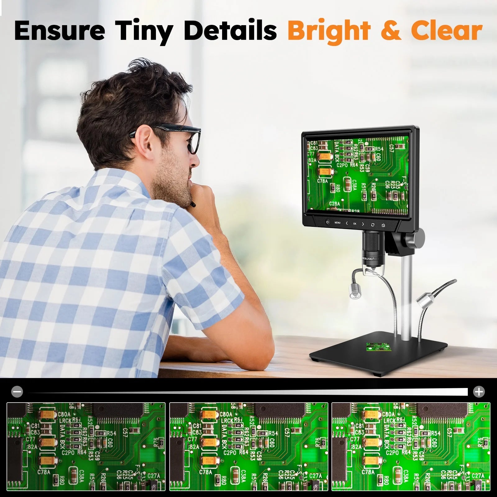 🔬 BEBANG 10.1" LCD Digital Microscope – 1200X Magnification with 12MP Camera, Dual LED Lighting, 1080P Imaging, Remote Control, and 32GB SD Card