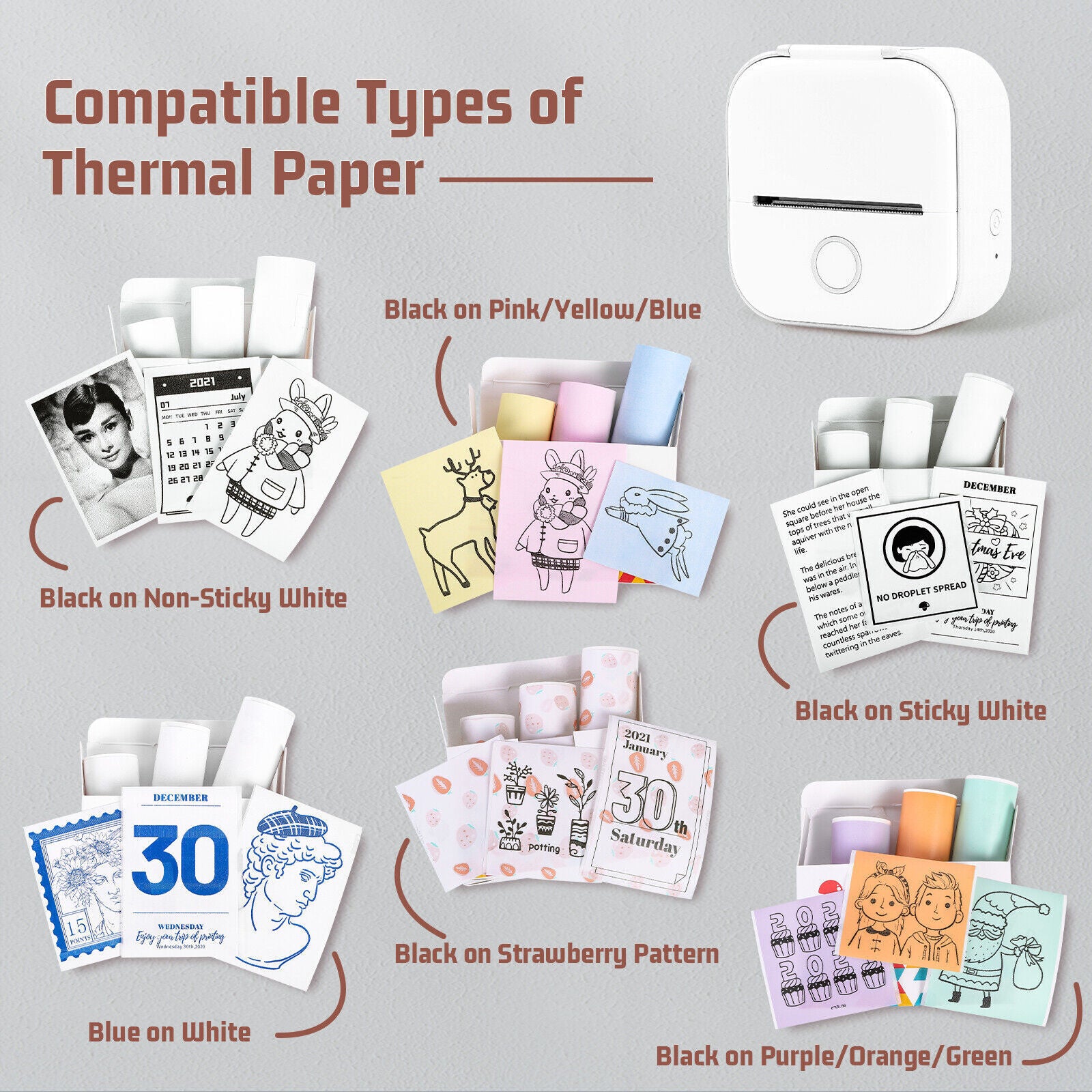 Phomemo T02 Mini Thermal Printer – Portable Pocket Bluetooth Printer for Photos, Labels & Stickers