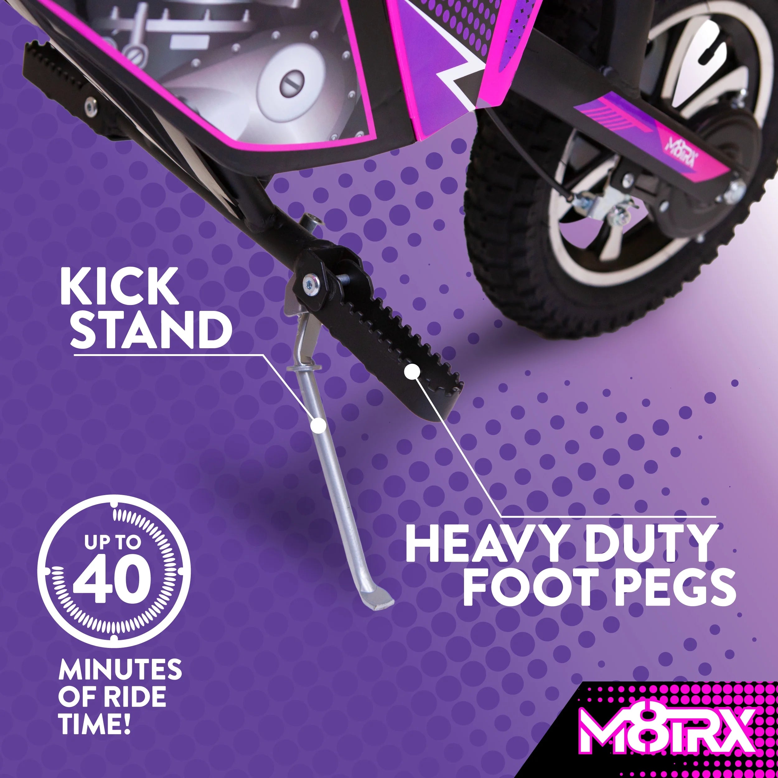 ποΈ M8TRX 24V Electric Dirt Bike for Kids & Teens β Pink Ride-On Motorcycle with Dual Motors, LED Lights, Suspension & Real Engine Sounds