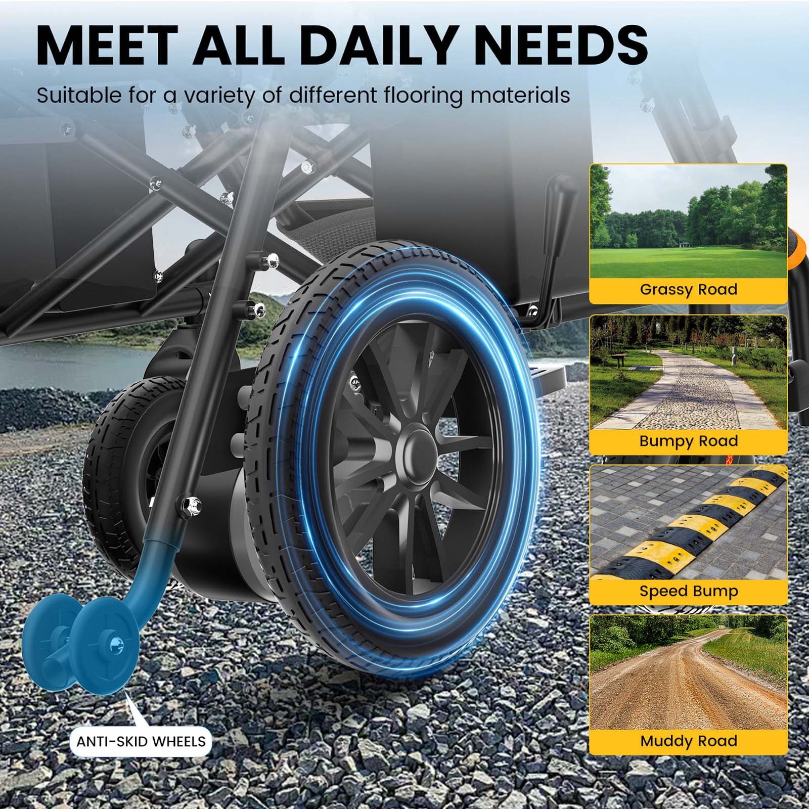 Foldable Electric Wheelchair – Long-Range 20+ Mile Motorized Power Chair with 360° Joystick, All-Terrain Smart Mobility Scooter, Black