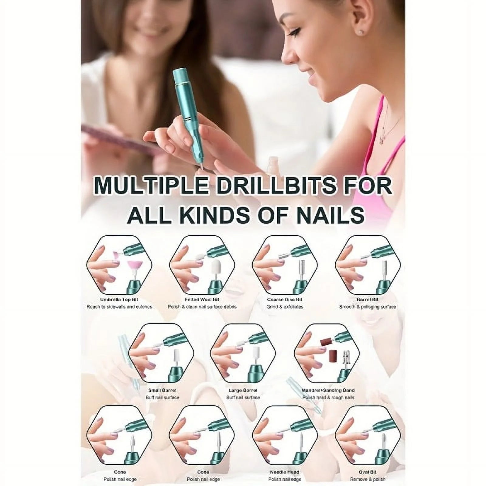 Professional Electric Nail Drill – 45,000 RPM Cordless Nail File for Acrylic & Gel Nails