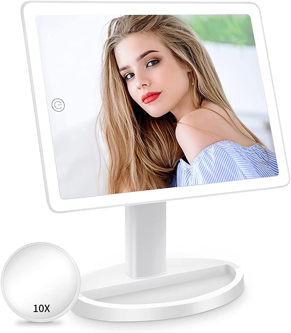 Large Lighted Vanity Makeup Mirror – 88 LED, 360° Rotation, Touch Control, 10X Magnification