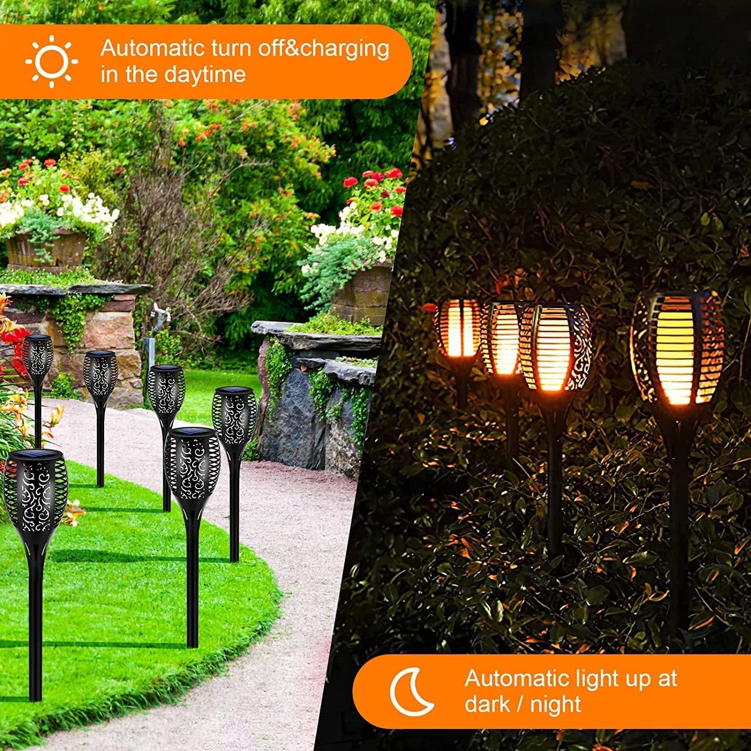 12-Pack Waterproof LED Solar Lights – Flickering Flame Effect Outdoor Lighting for Garden, Yard, Patio, Pathway