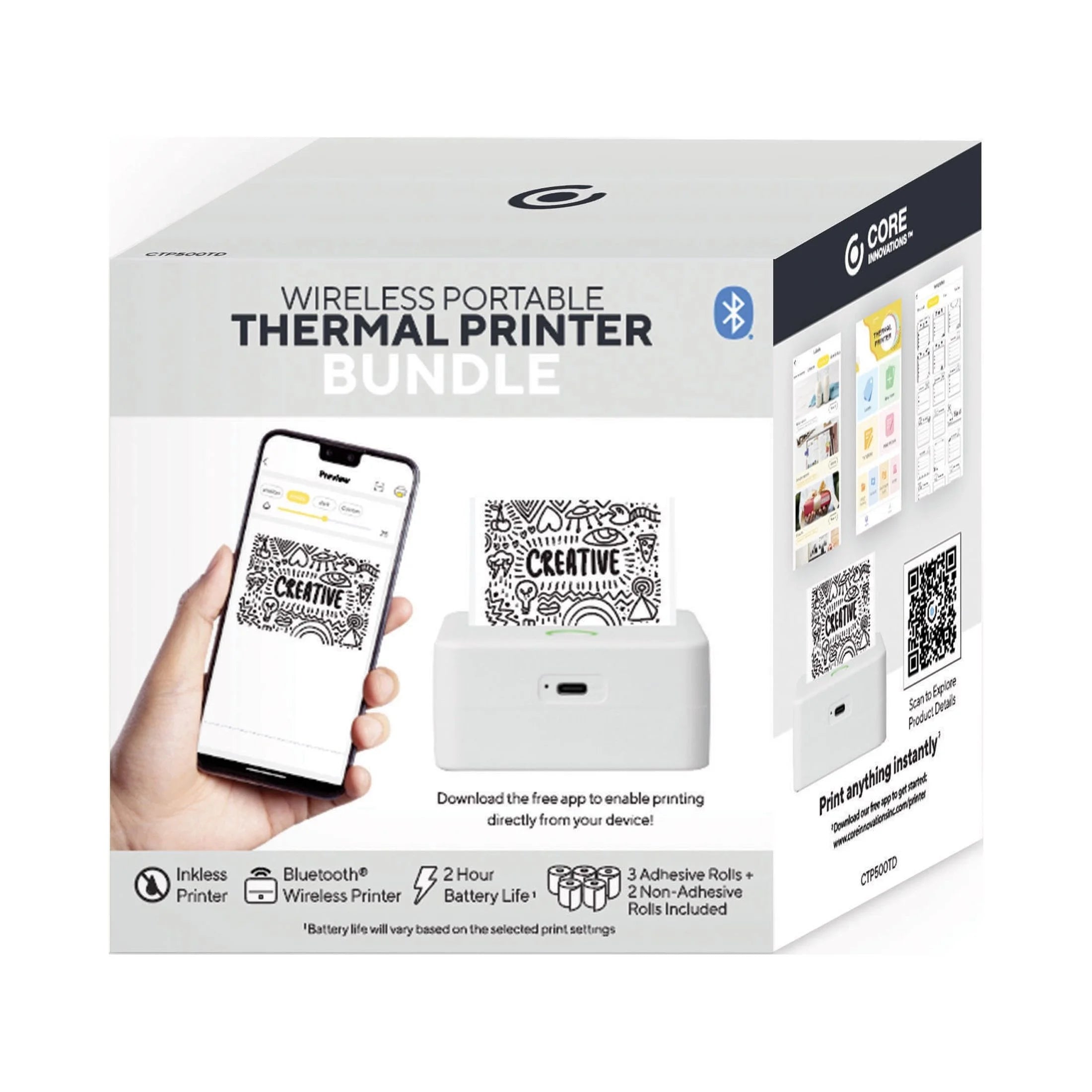 CTP500 Monochrome Thermal Printer – High-Speed Black & White Label and Receipt Printing for Home or Office Use