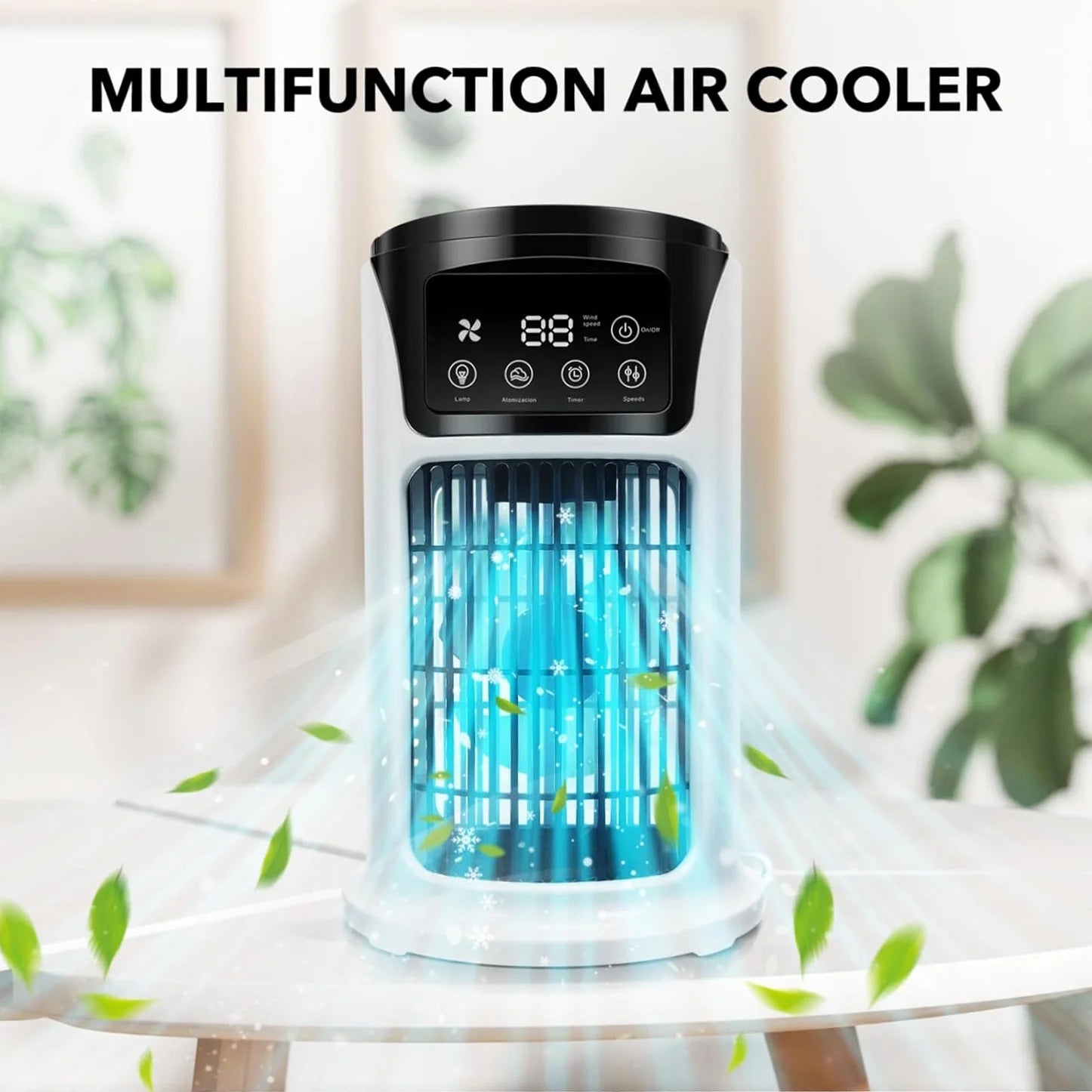3-in-1 Portable Air Conditioner Humidifier & Atmosphere Light – USB Cooler Fan for Office & Home