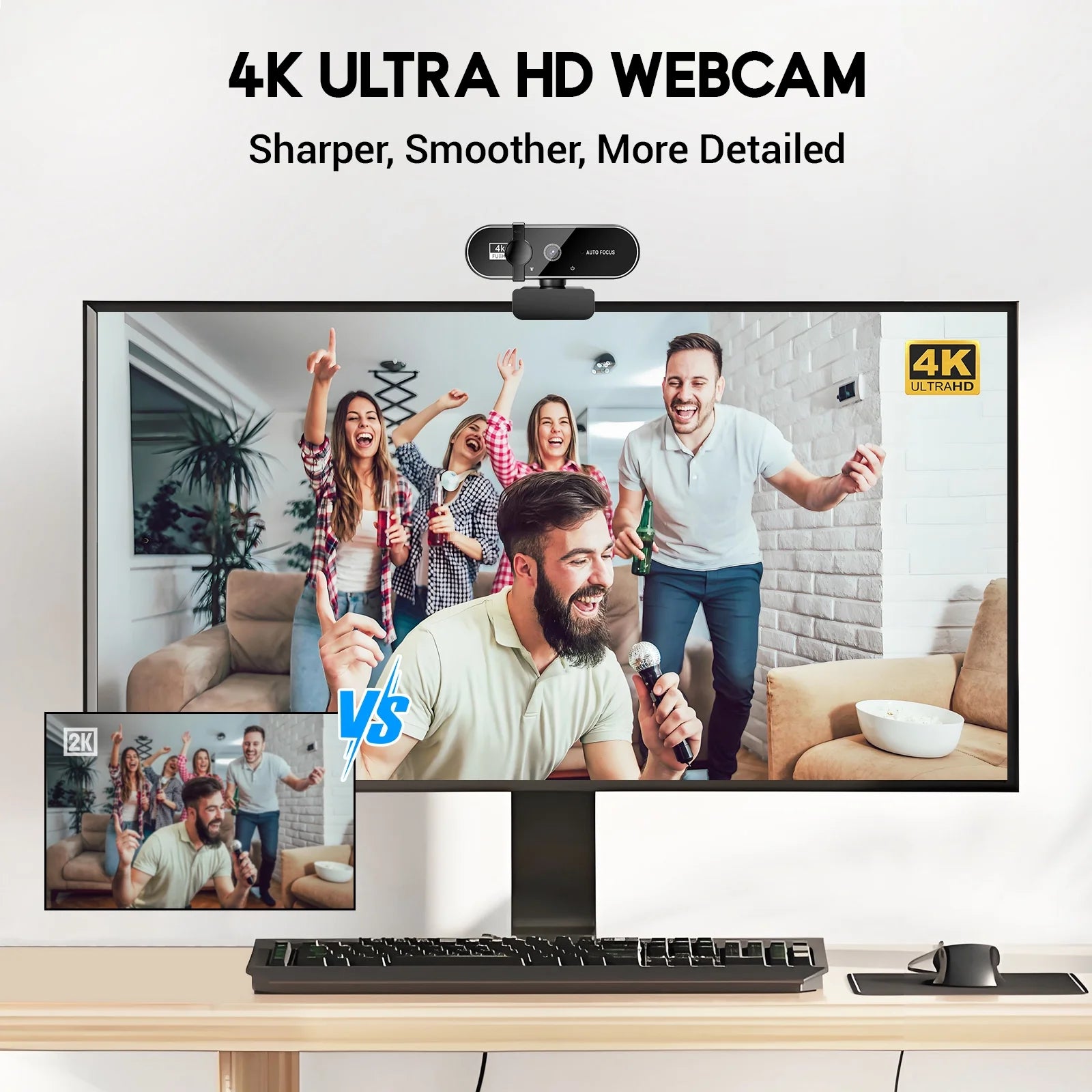4K HD USB Autofocus Webcam with Dual Microphones – PC, Laptop, Gaming & Xbox Streaming