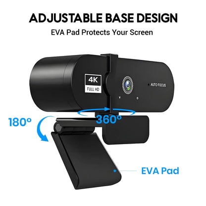 4K HD USB Autofocus Webcam with Dual Microphones – PC, Laptop, Gaming &amp; Xbox Streaming