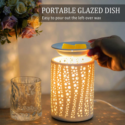 Ceramic Electric Wax Melt Warmer – Fragrance Oil Burner with 2 Bulbs, Gift Box Packaging – Aromatherapy Candle Warmer for Home, Office &amp; Bedroom Decor
