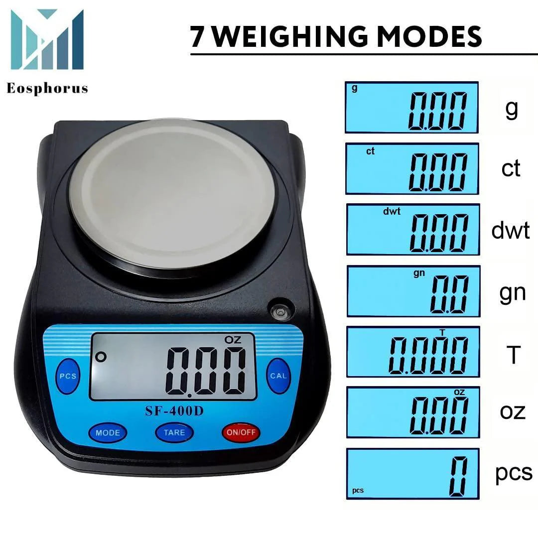 ⚖️ Precision Ounce, Carat &amp; Gram Digital Scale – 0.01g Accuracy, 600g Capacity with USB Charger &amp; AC/DC Adapter