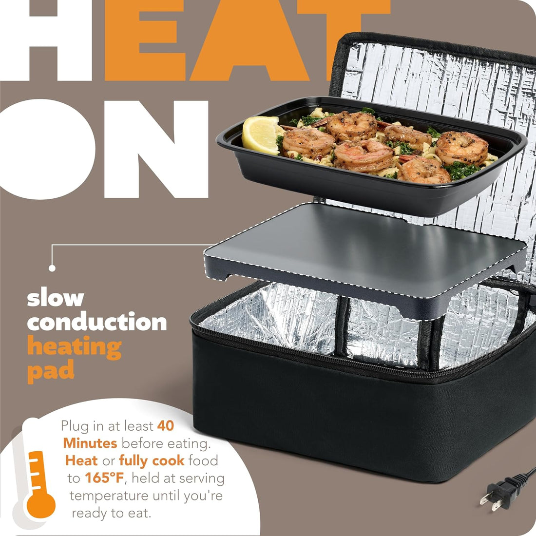 Mini Heated Lunch Box – Portable Electric Food Warmer for Men &amp; Women – Perfect for Work, Office, Construction – Cook, Reheat &amp; Eat Anywhere – 120V – Black