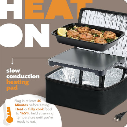 Mini Heated Lunch Box – Portable Electric Food Warmer for Men &amp; Women – Perfect for Work, Office, Construction – Cook, Reheat &amp; Eat Anywhere – 120V – Black
