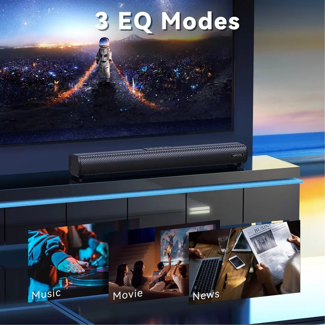 Sound Bar for TV – 2.1 Channel 50W Home Theater System with Built-In Subwoofer, 3D Surround Sound, HDMI ARC, Bluetooth, Optical, AUX, USB, RCA, Wall Mountable