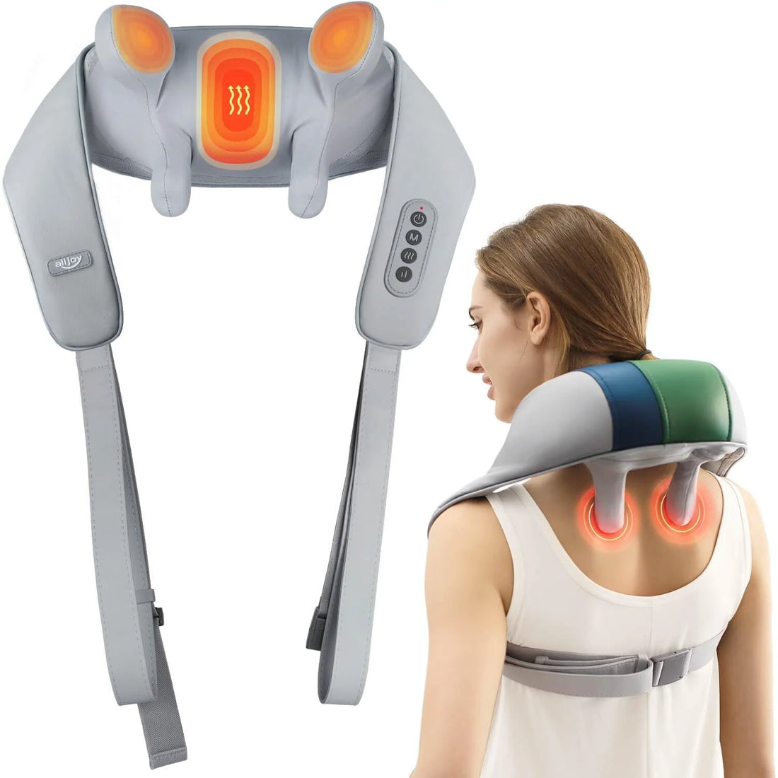 Cordless 4D Shiatsu Neck and Shoulder Massager with Heat – Deep Tissue Kneading Massage for Neck, Back, Legs – Rechargeable, Portable Gift for Men, Women, Mom &amp; Dad