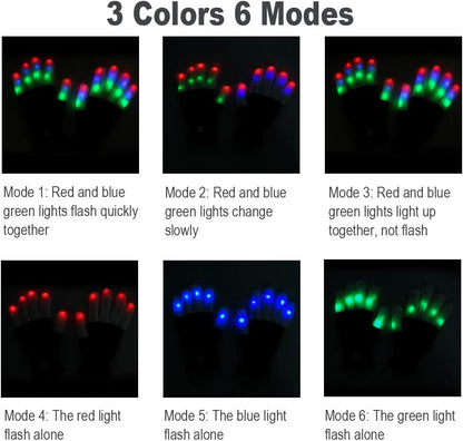 LED Colorful Flashing Finger Gloves – Glow Rave Toy for Teens &amp; Adults