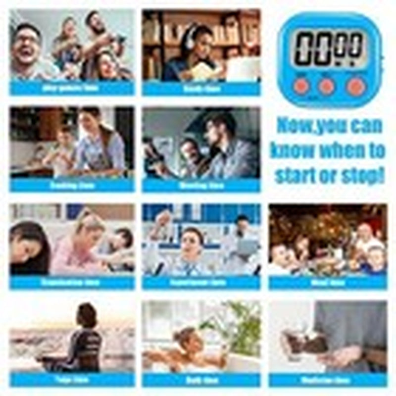 6-Pack Multi-Function Electronic Timer – Magnetic Digital Timers with Large LCD Display