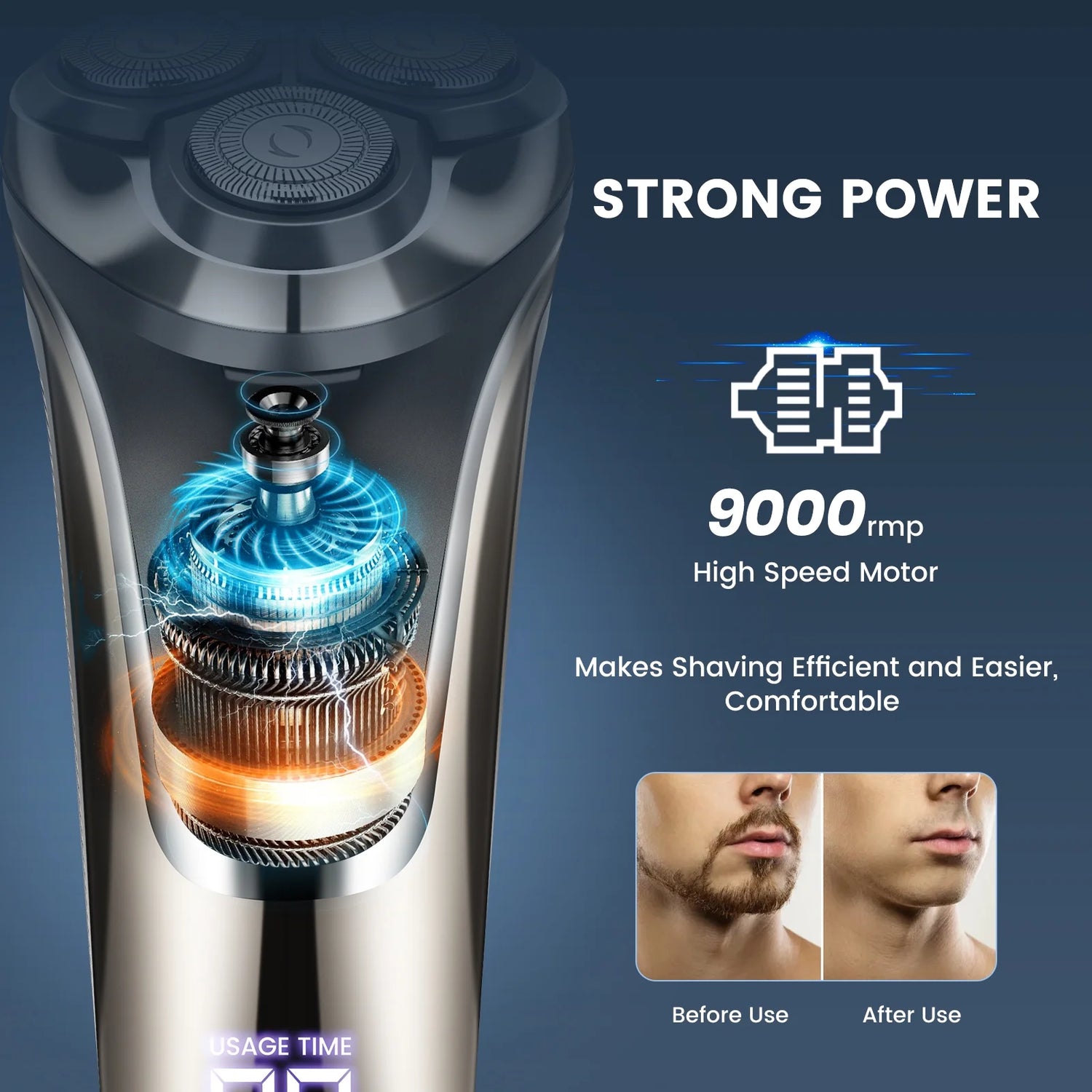 Electric Razor for Men – Rechargeable Cordless Shaver with Pop-Up Sideburn Trimmer, Silver