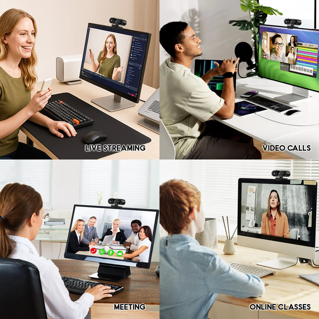 4K HD USB Autofocus Webcam with Dual Microphones – PC, Laptop, Gaming &amp; Xbox Streaming