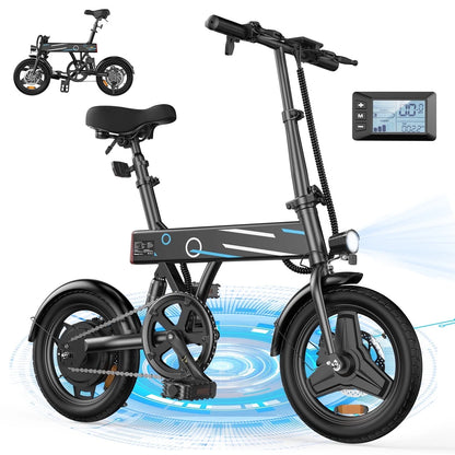 14&quot; Foldable Electric Bicycle for Adults – 500W Motor, 36V/7.8Ah Battery, LCD Display, 20MPH Commuter E-Bike for Teens &amp; Adults, UL 2849 Certified