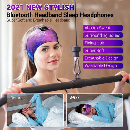 Bluetooth Sleep Headphones Headband | Wireless HD Stereo Speakers | Ultra-Thin Design for Side Sleepers | Ideal for Sleep, Yoga, Travel &amp; Sports