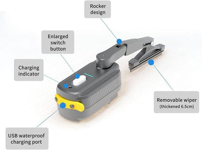 Rechargeable Motorcycle Helmet Wiper – Universal Waterproof Windshield Wiper for Full Face Helmets (800mAh Battery)