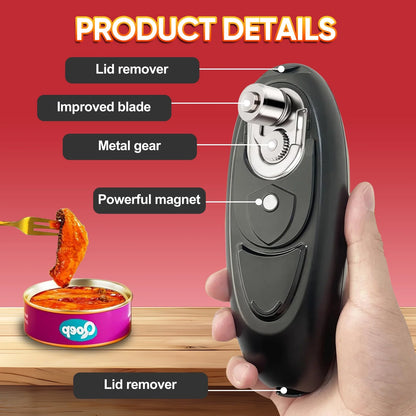 Electric Can Opener – One Touch Button, Battery Operated, Cordless, Hands-Free, Smooth Edge