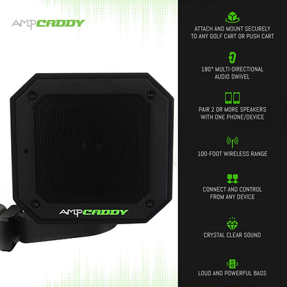 Golf Bluetooth Speaker with Mount – V3 Pro 15W Speaker with Loud Stereo Sound, Bass Boost, Long Battery Life &amp; Extended Bluetooth Range