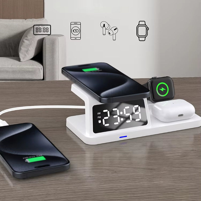 PowerHub Pro 3-in-1: Fast Wireless Charger, Smart Clock &amp; Alarm – All in One Sleek Device